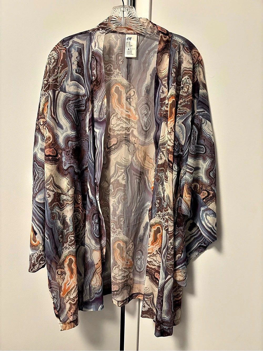 H&M Abstract Print Kimono in Blue & Brown Size Medium/Large